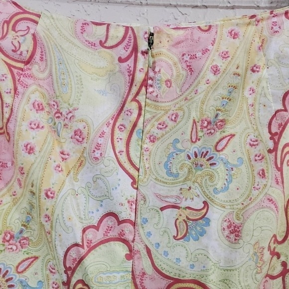 Emma James Skirt Womens Size 14 Y2K Yellow and Pink Paisley Stretch Midi A Line - Picture 5 of 8